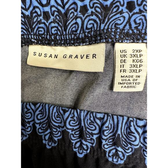 Susan Graver QVC Liquid Knit Blue Maxi Skirt Sz 2XP w/ Elastic Waist Straight - Picture 5 of 6